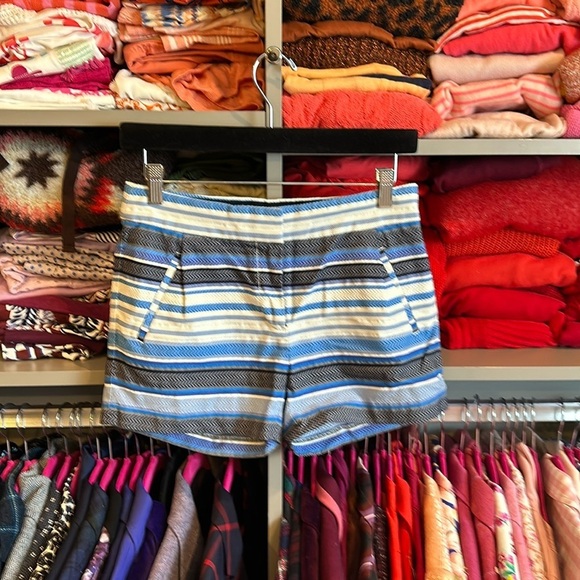 J Crew 3 1/2” blue/white/black striped size 0 shorts​ - Picture 1 of 3